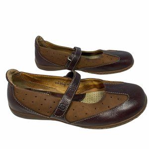 Born Womens Brown Leather Round Toe Slip On Mary Janes Shoes - Size 9.5